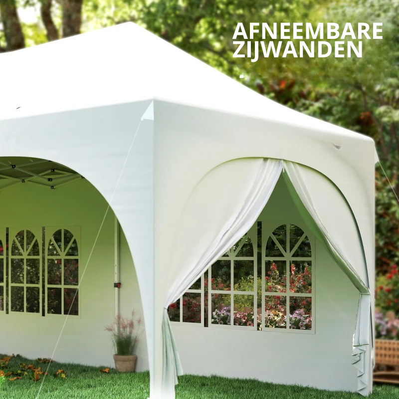 Nancy's Polinago Party tent - Paviljoen - Opvouwbaar - Lichtgrijs / Wit - ± 600 x 30B x 315 cm