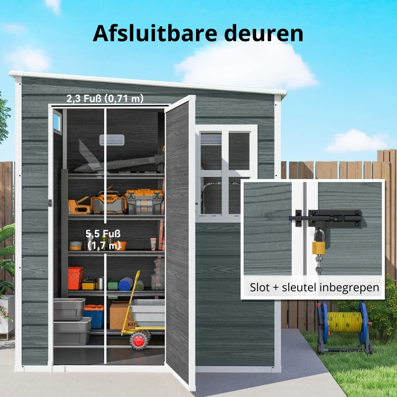 Nancy's Sacile Opbergschuur - Gereedschapsschuur - Tuinschuur - Grijs - Aluminium - 182 x 182 x 196/183 cm