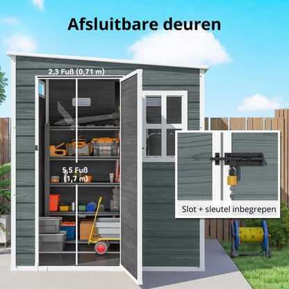 Nancy's Sacile Opbergschuur - Gereedschapsschuur - Tuinschuur - Grijs - Aluminium - 182 x 182 x 196/183 cm