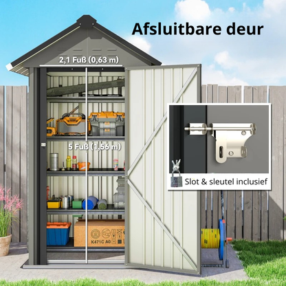 Nancy's Segni Opbergschuur - Gereedschapsschuur - Tuinschuur - Weerbestendig - Grijs - Staal - ± 120 x 120 x 190 cm