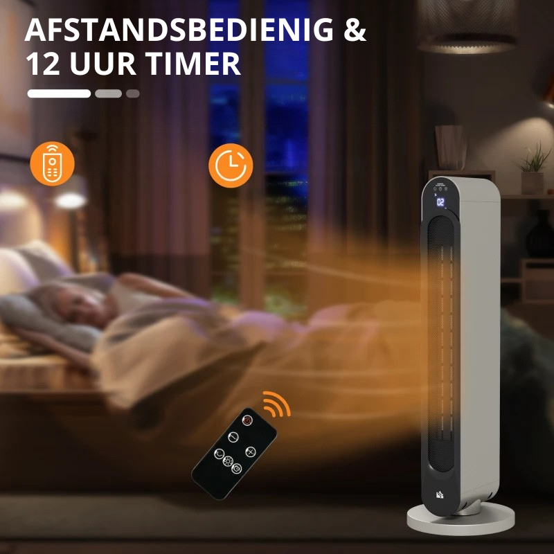 Nancy's Mulazzo Kachel - Keramische Verwarming - Mobiele Kachel - LED-Display - Zilver
