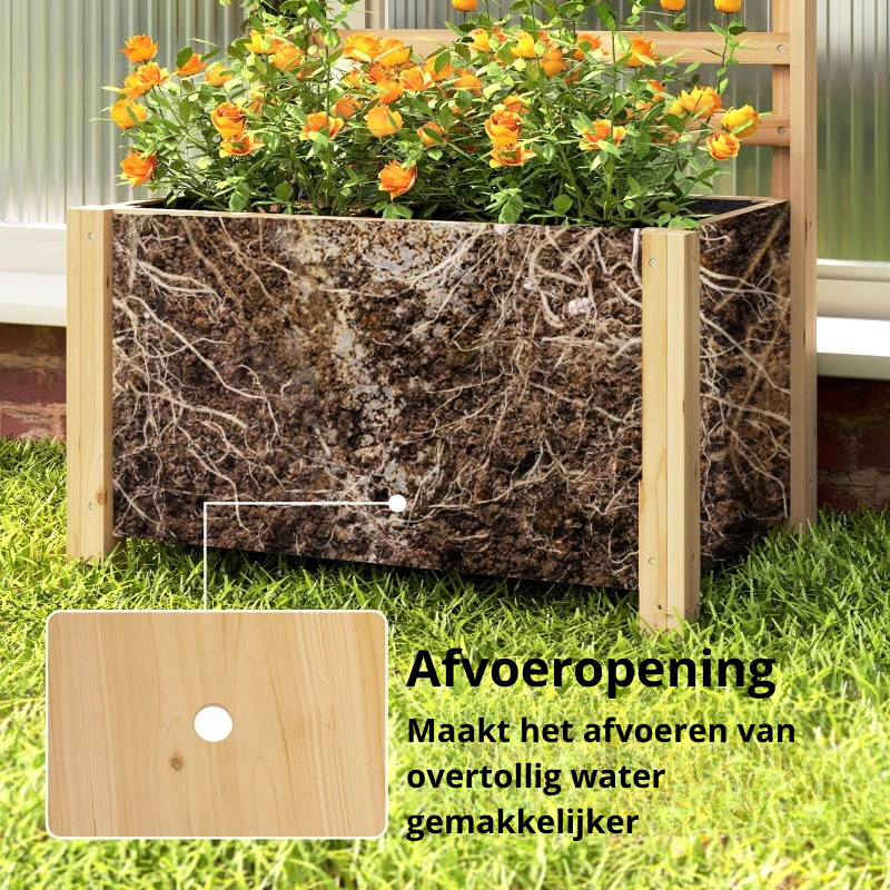 Nancy's Posada Plantenbak - Bloembak met Klimrek - Plantenrek - Dennenhout - ± 60 x40 x 120 cm