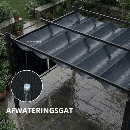 Nancy's Procchio Pergola - Terrasoverkapping - Automatisch intrekbare rolluiken - Grijs - ± 390 x 300 x 225 cm