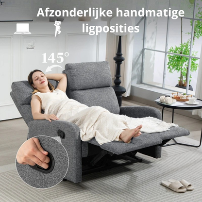 Nancy's Marciana 2-Zitsbank - Zitbank - Relaxfauteuil - Grijs - Stof - ± 115 x 90 x 100 cm