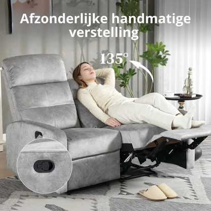 Nancy's Crevalcore Dubbele Relaxfauteuil - Loungestoel - Relaxstoel - Individueel Verstelbare Rugleuning -Grijs