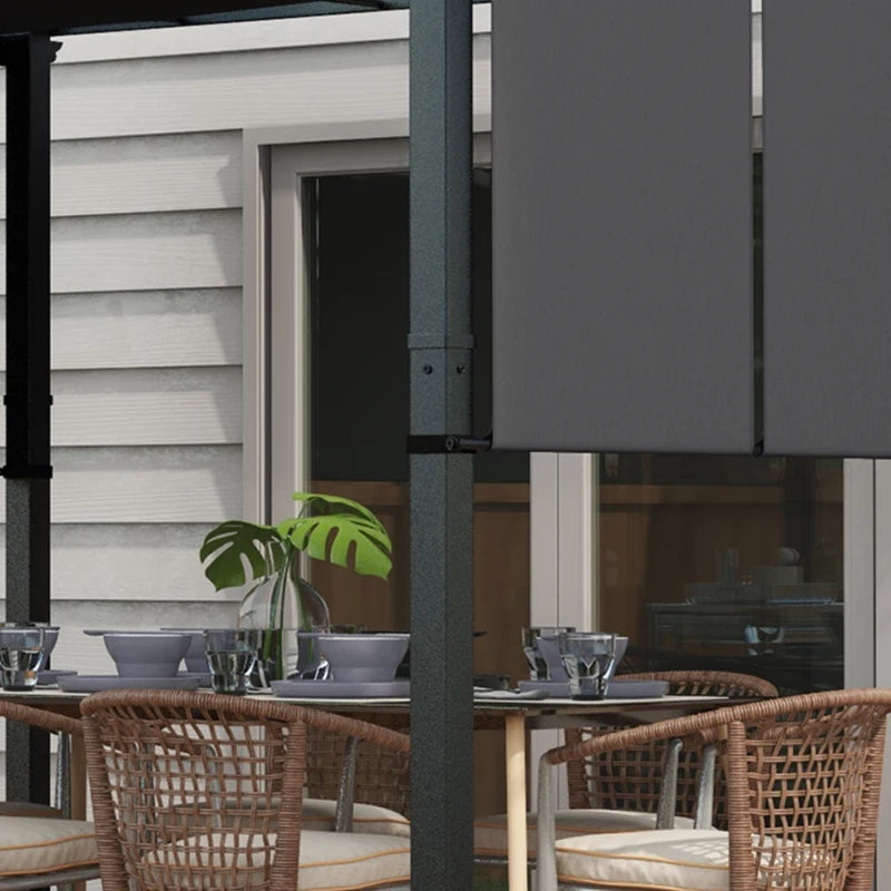 Nancy's Supino Pergola - Tuinpaviljoen - Uitschuifbaar zonnedak - Grijs - ± 355 x 295 x 235 cm