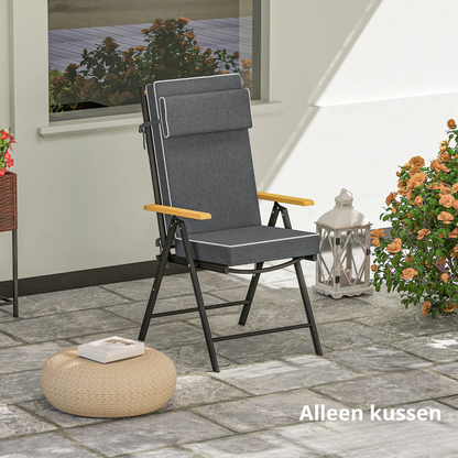 Nancy's Cortona Tuinkussen - Tuinstoelkussen - Stoelkussen - Grijs - ± 120 x 45 x 10D cm
