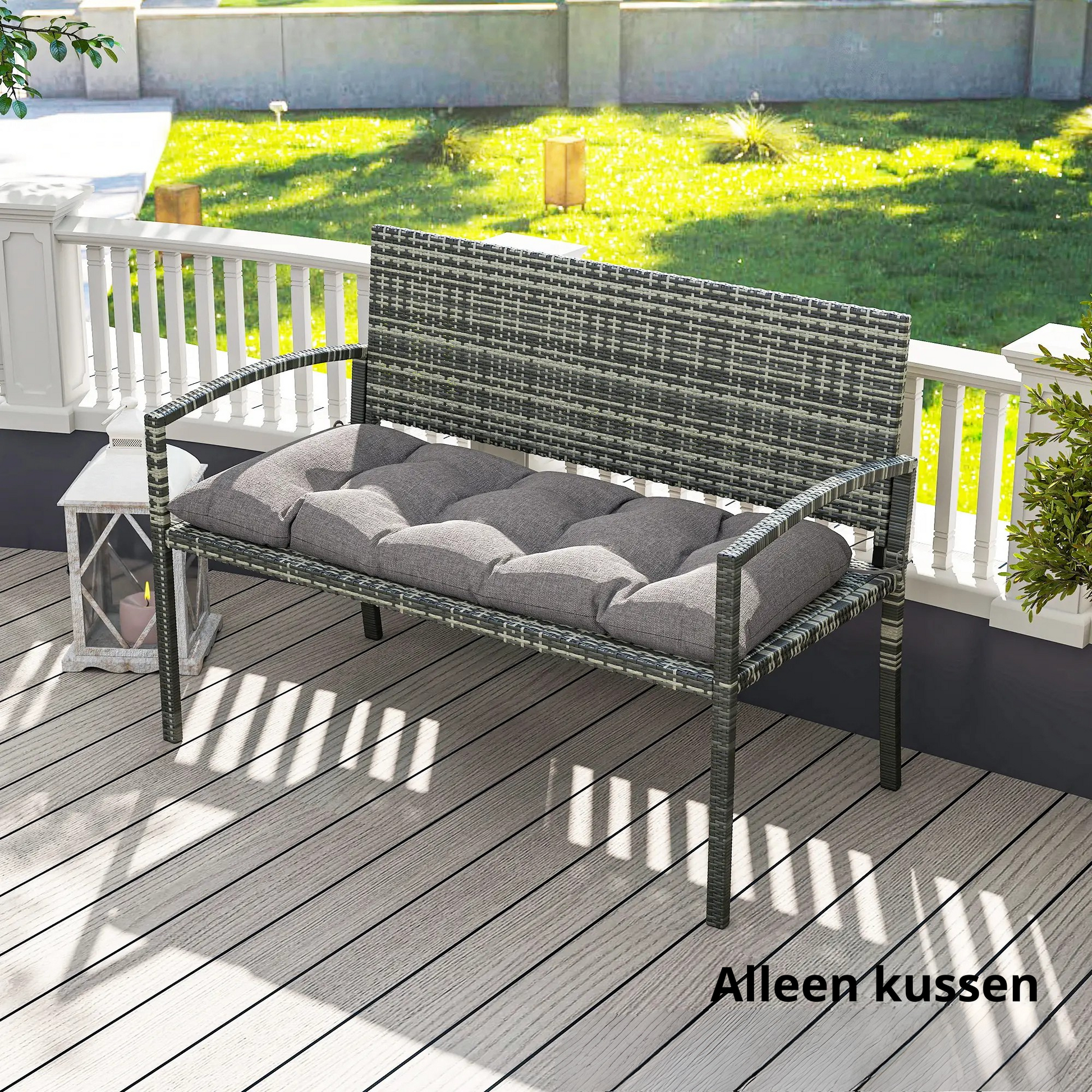 Nancy's Coseano Tuinkussen - Bankkussen - Zitbankkussen - Grijs - ± 105 x 45 x 12,5D cm