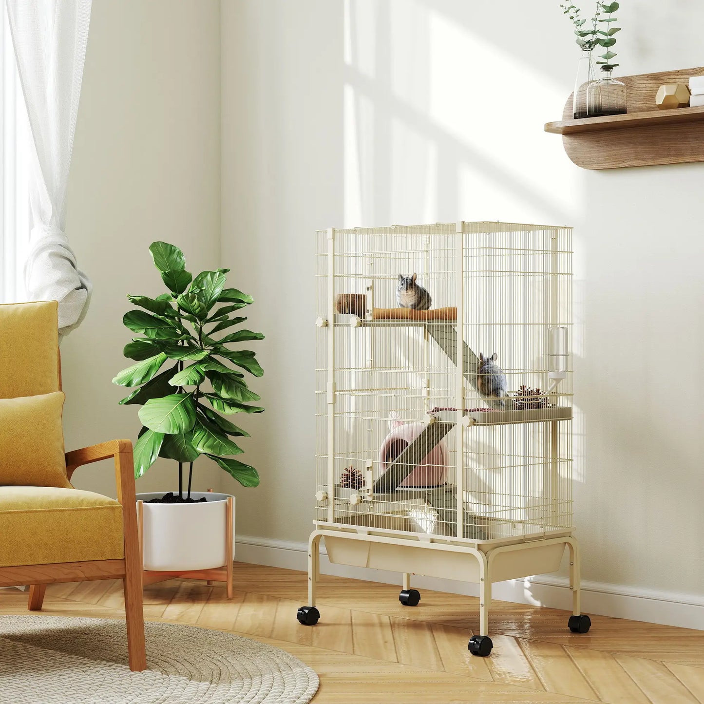 Nancy's Foza Knaagdierkooi - Hamsterkooi - Beige - ± 70 x 45 x 120 cm