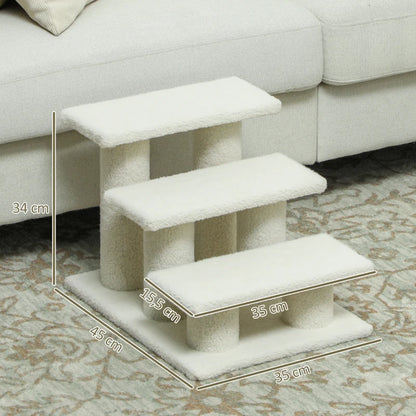 Nancy's Torno Kattentrap - Met 3 treden - Beige - Pluche - 45 x 35 x 34 cm