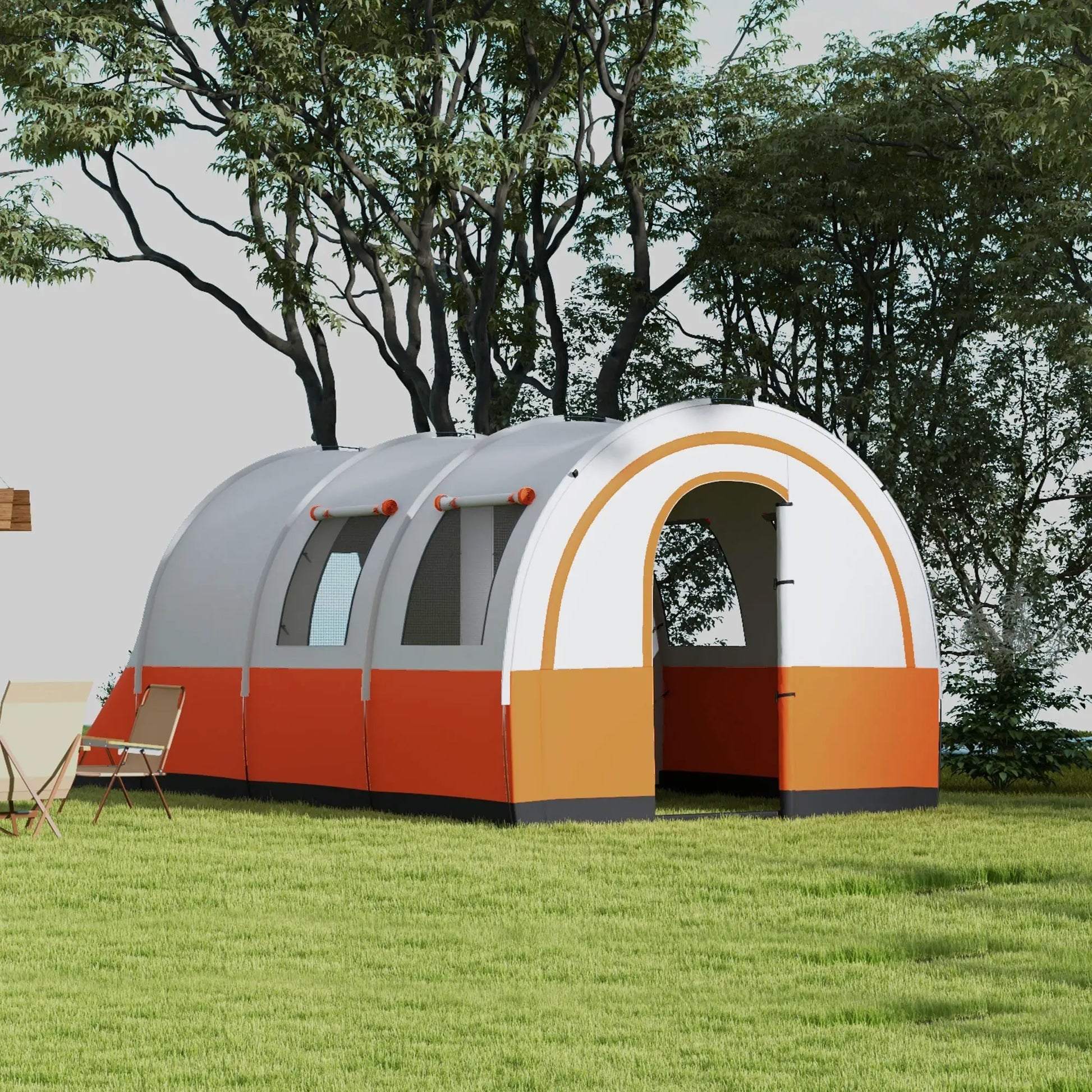 Nancy's Garlate Kampeertent - Campingtent - Waterdicht - Crèmewit / Oranje - 480 x 260 x 200 cm