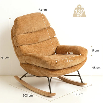 Nancy's Paciano Schommelstoel - Relaxstoel - Relaxfauteuil - Geel - Chenille