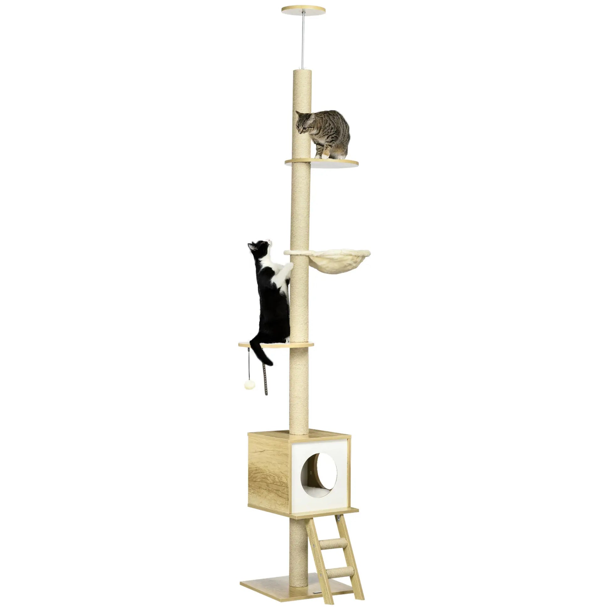 Nancy's Collio Krabpaal - Kattenboom - Kattenhuis - Beige - Jute - ± 40 x 40 x 240-260 cm