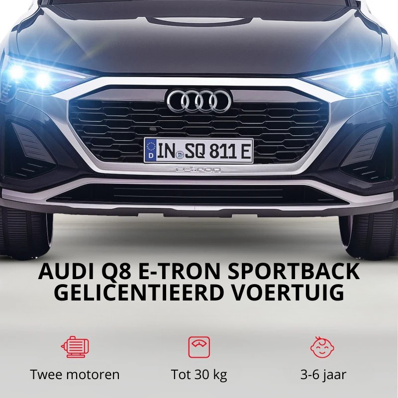 Nancy's Petritoli Elektrische auto voor kinderen - Kinderauto - Audi Q8 Sportback voor kinderen - 3-5 km/u - Zwart