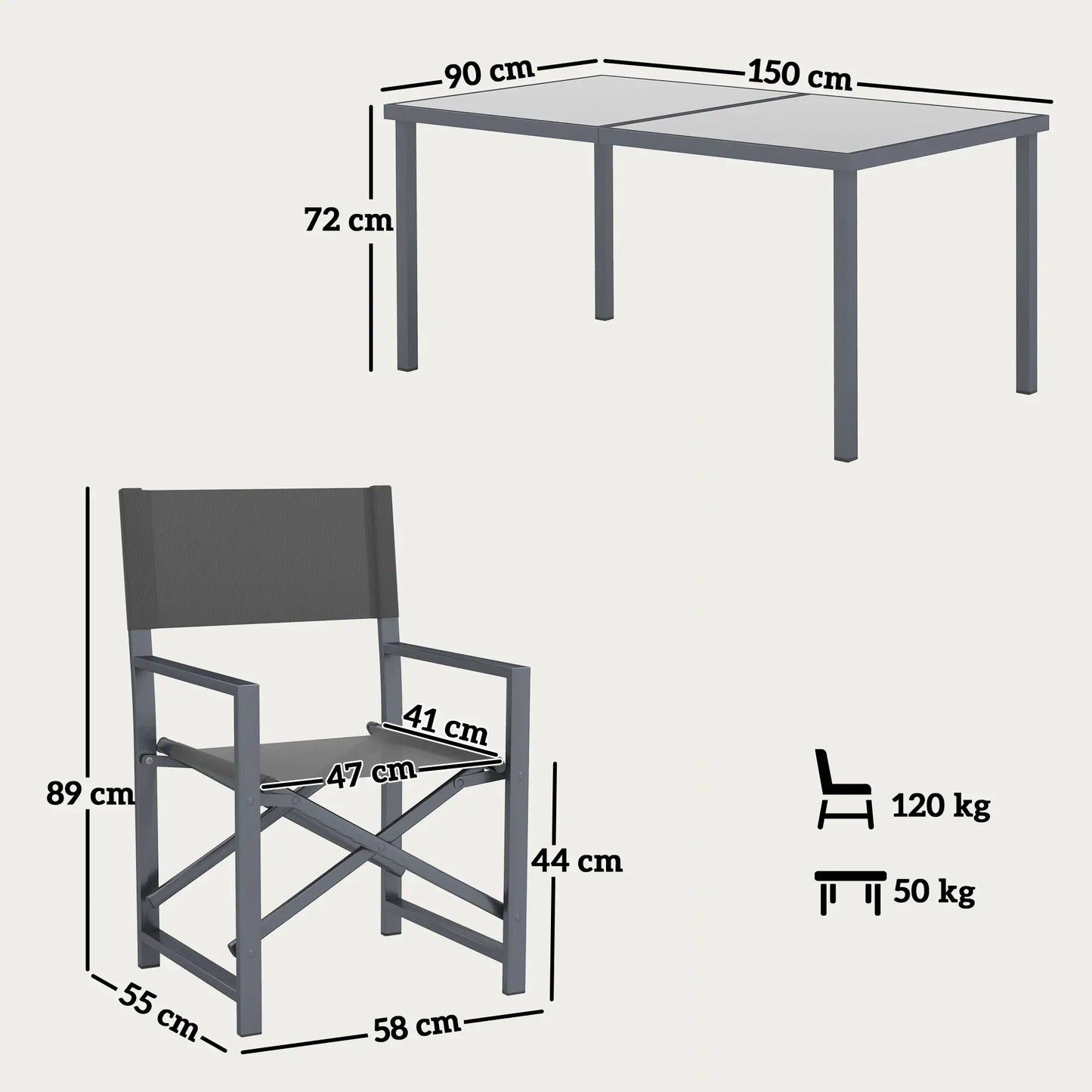 Nancy's Fonni Tuinset - Tuinmeubelset - 5-Delige set voor Buiten - Grijs