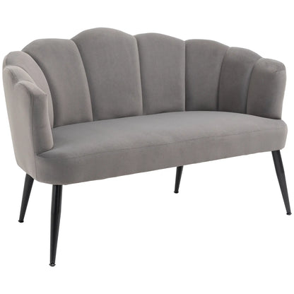 Nancy's Laurino 2-Zitsbank - Zitbank - Donkergrijs - Fluweel - ± 130 x 65 x 80 cm