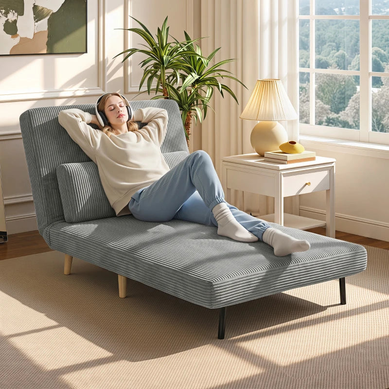 Nancy's Varazze Slaapfauteuil - Slaapbank - Slaapstoel - Verstelbare rugleuning - Grijs - Corduroy