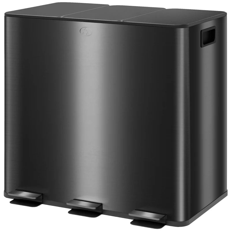 Nancy's Molfetta Afvalscheidingsprullenbak - Afvalbak - Prullenbak - Zwart - RVS - 3  x 15 Liter