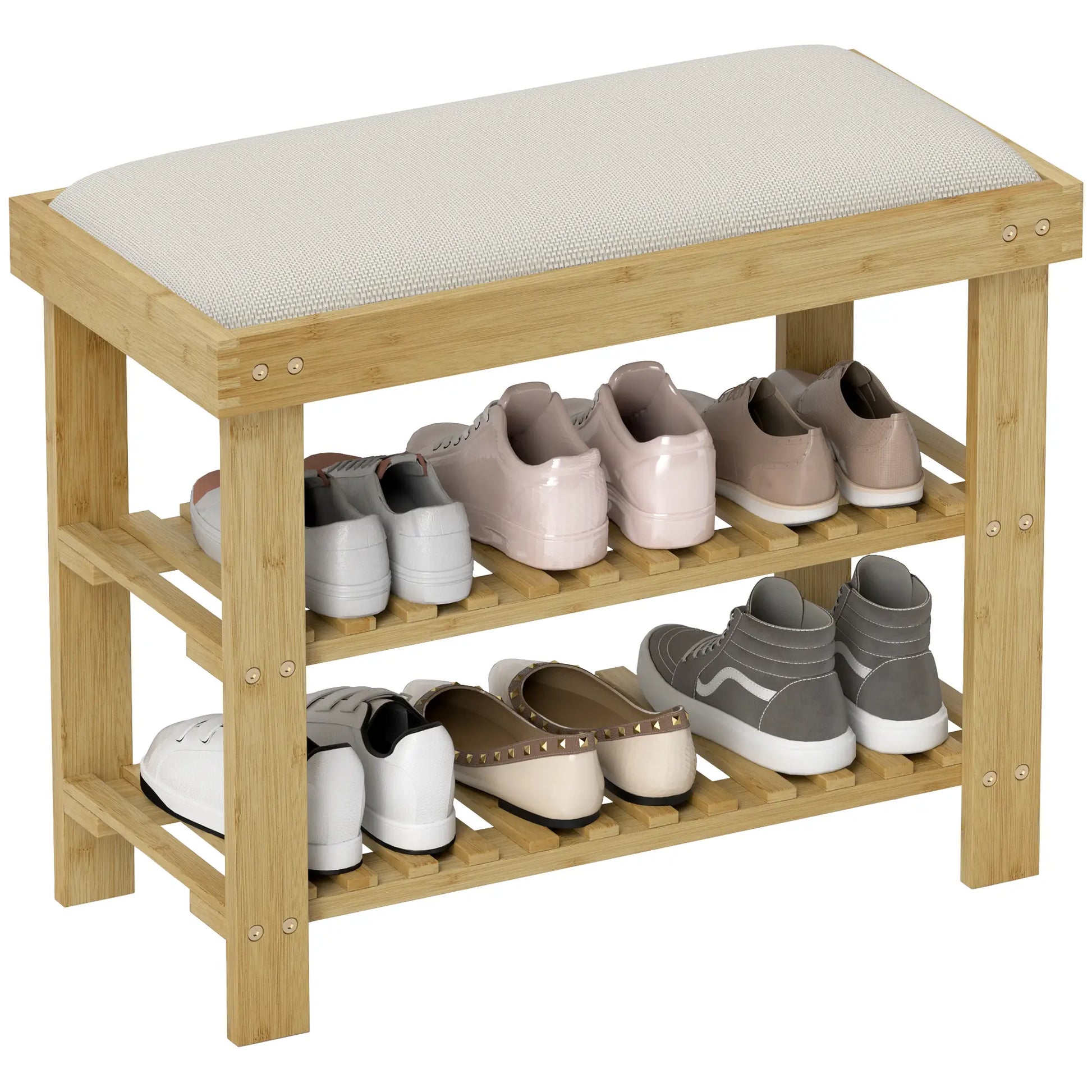Nancy's Gorreto Schoenenbank - Schoenenrek - Bamboe - ± 60 x 30 x 50 cm