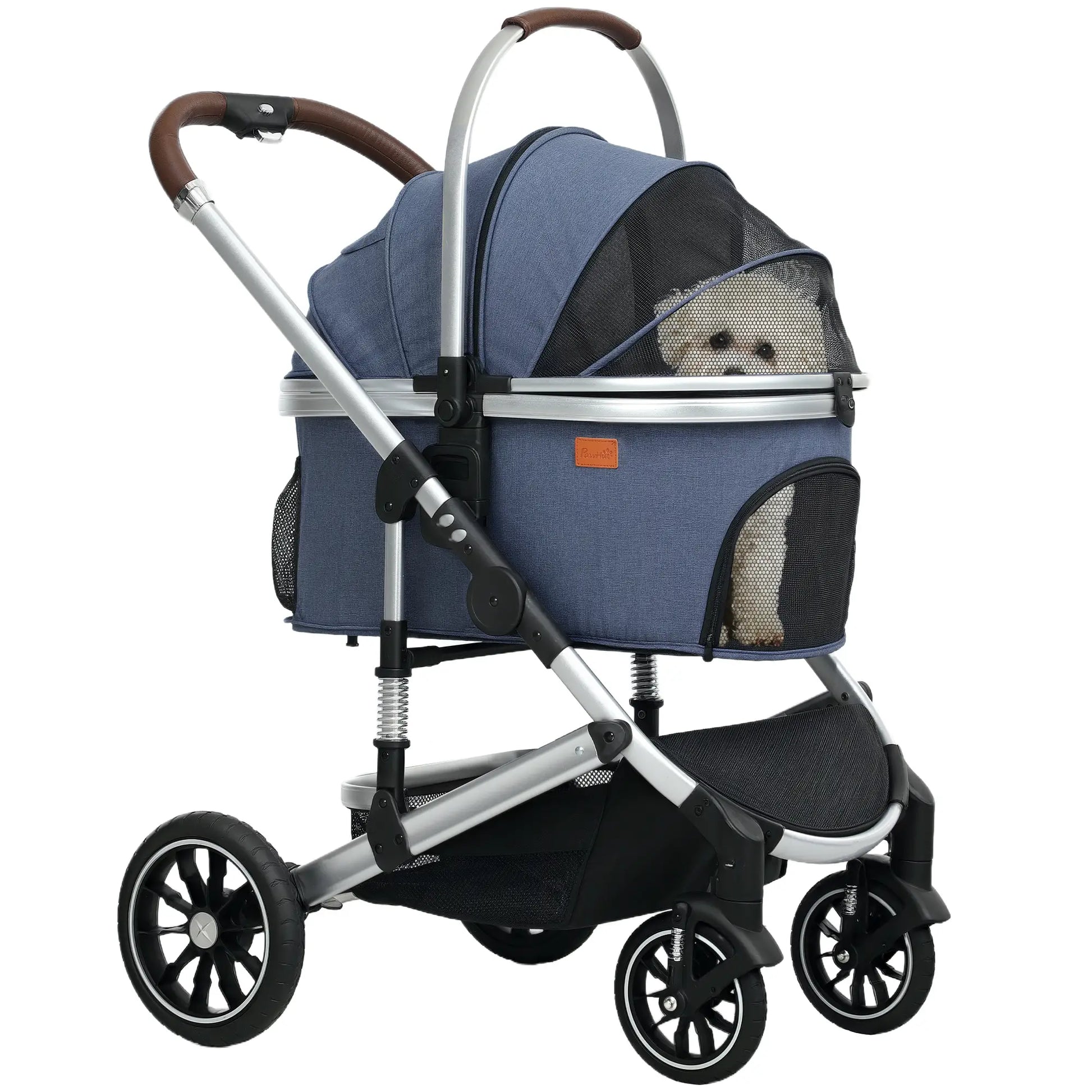 Nancy's Collegiove Reiswagen voor Huisdieren - Kattenbuggy - Hondenbuggy - Blauw / Zilver