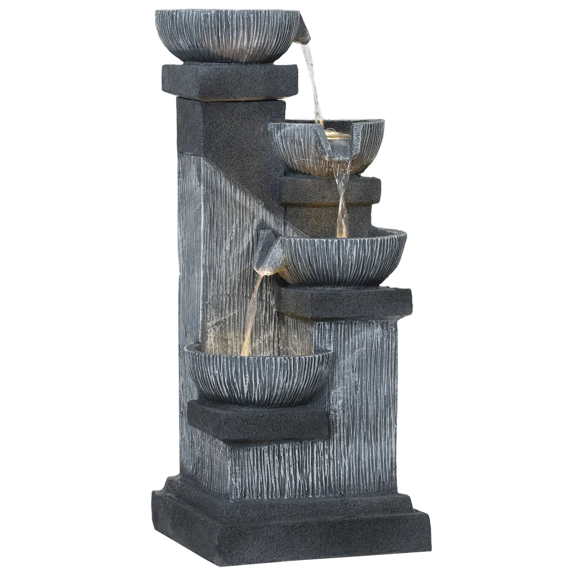 Nancy's Corfinio Fontein - Tuinfontein - Met verlichting - Grijs - Kunsthars