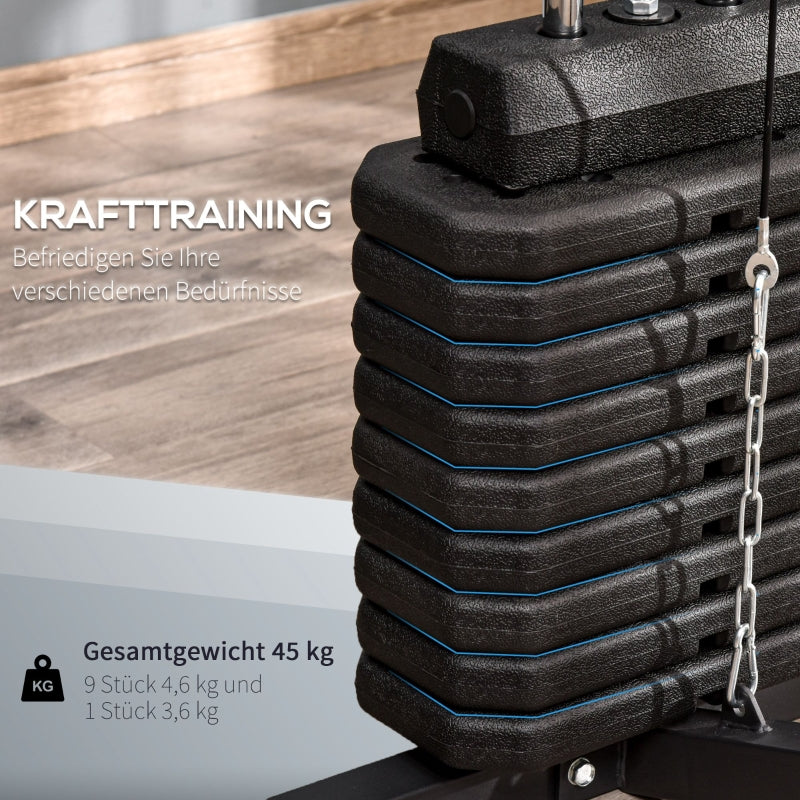 Nancy's Monto Fitnessstation Krachtstation Multigym Fitnesscentrum Fitnessapparatuur incl. gewichten met rolkussens