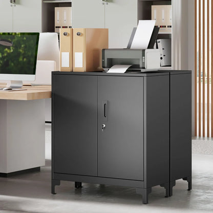 Nancy's Misilmeri Archiefkast - Kantoorkast - Dossierkast - Bureaukast - Zwart - Staal - ± 80 x 35 x 90 cm