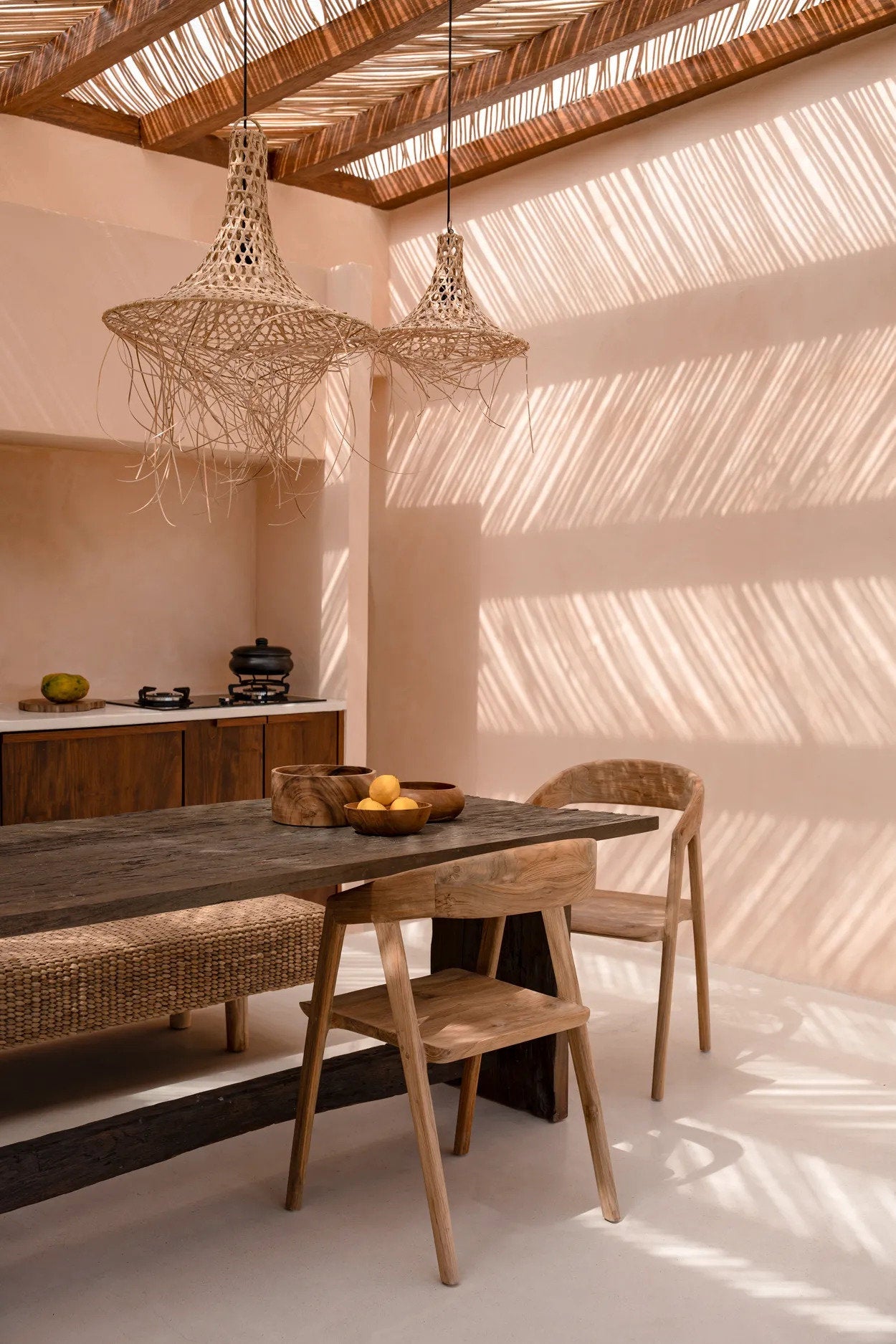 Bazar Bizar Mykonos Lampe à Suspension - Naturel - Rotin - 40 x 40 x 30 cm