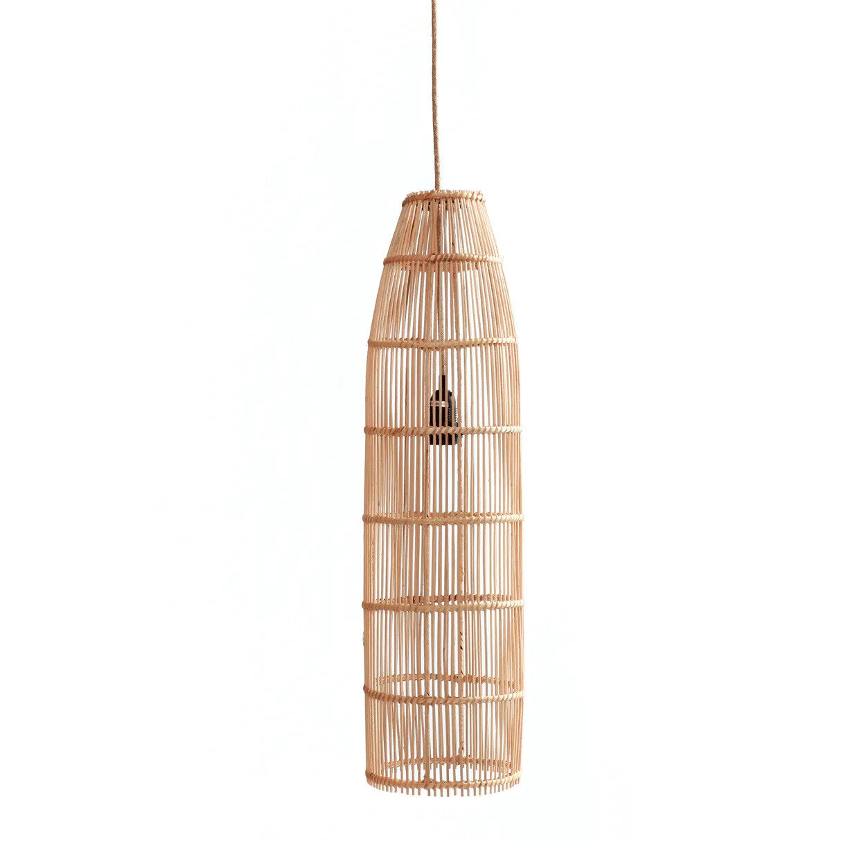 Bazar Bizar Lampe Suspendue Piège à Poisson - Naturel - Rotin - Ø 23 x 90 cm