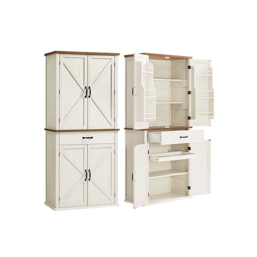Nancy's Mezzenile Hoge Keukenkast- Voorraadkast - Opbergkat - Vintage Wit - ± 80 x 40 x 180 cm