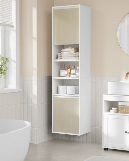 Nancy's Recardaes Badkamerkast - Badkamermeubel - Wit / Beige - 30 x 40 x 160 cm