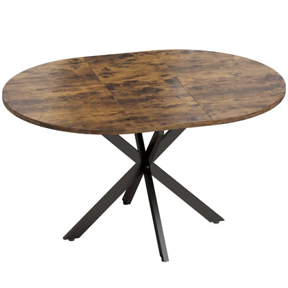 Nancy's Tossicia Eettafel Ovaal - Uitschuifbare eettafel - Tafel ovaal - Bruin / Zwart - MDF / Staal
