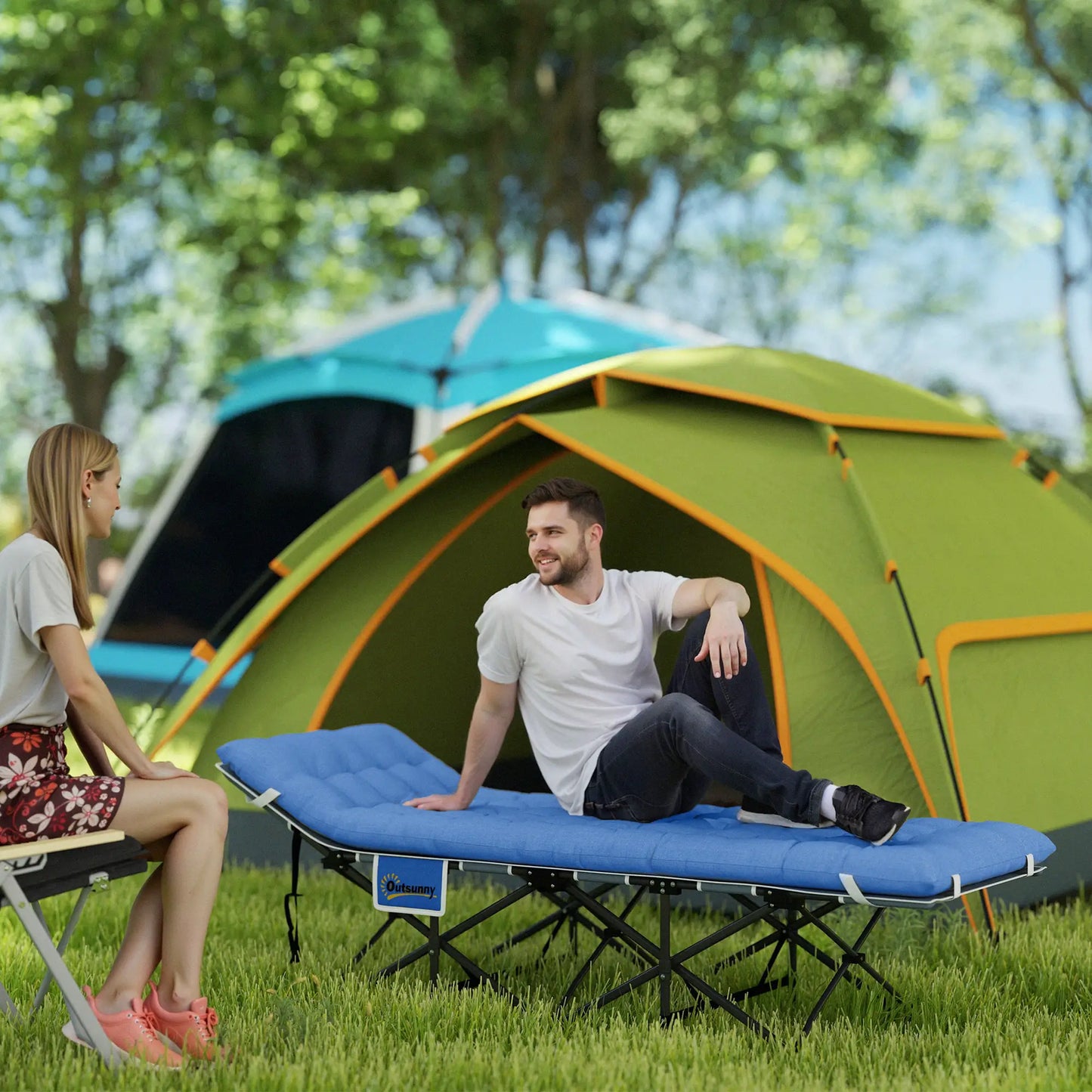 Nancy's Gattinara Stretcher - Campingbed - Veldbed - Blauw - ± 190 x 65 x 35 cm