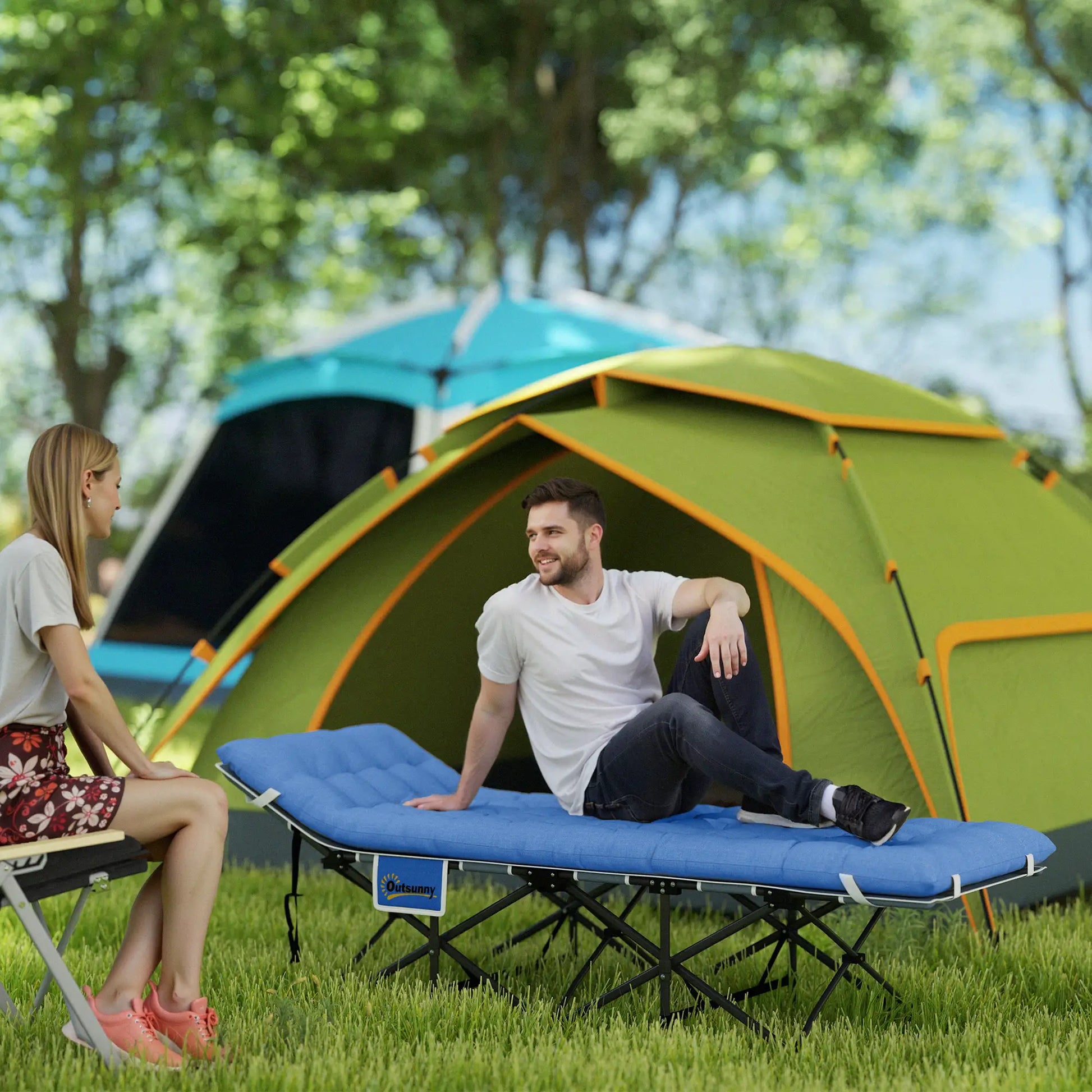 Nancy's Gattinara Stretcher - Campingbed - Veldbed - Blauw - ± 190 x 65 x 35 cm