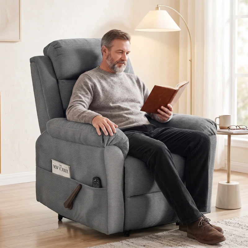 Nancy's Taviano Massagestoel - Massagefauteuil - Relaxfauteuil - Trilmassage en warmte - Grijs - Chenille look