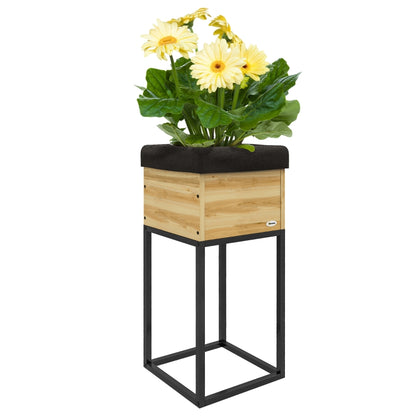 Nancy's Moraleja Planter - Flower Box - Raised Flower Bed - Garden Bed - Pine Wood - Steel - ± 20 x 20 x 55 cm