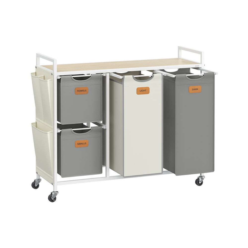 Nancy's Ruivós Wasmand - Wasbox - Wassorteerder - Beige / Grijs / Wit - 150 Liter