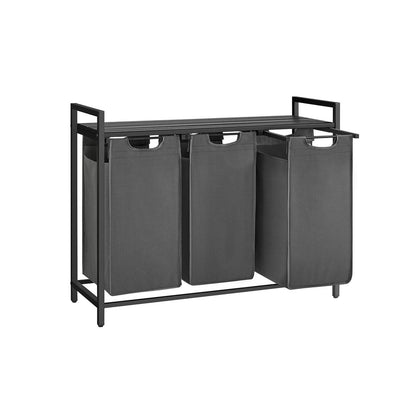 Nancy's Millom Laundry Sorter - Laundry basket with 3 compartments - Laundry box - Laundry trolley - Industrial - Black - 92.5 x 33 x 71 cm