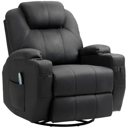 Nancy's Oleiros Massagestoel - Relaxfauteuil - Relaxstoel - Verstelbare Rugleuning - Draaibaar - Zwart - Kunstleer