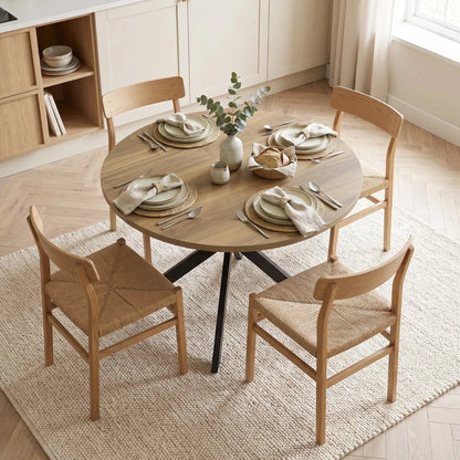 Nancy's Tossicia Eettafel Ovaal - Uitschuifbare eettafel - Tafel ovaal - Bruin / Zwart - MDF / Staal