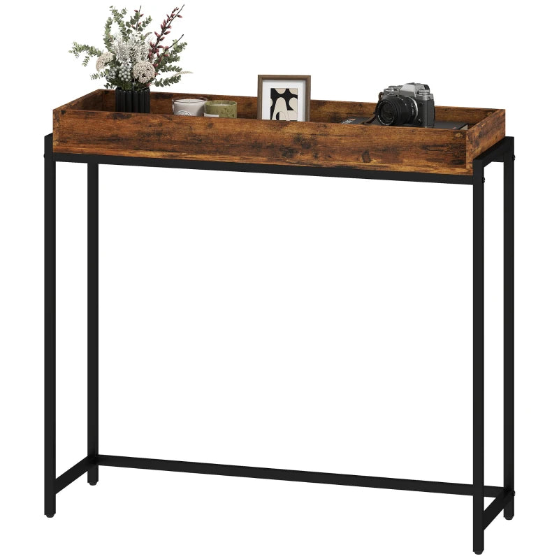Nancy's Patti Sidetable - Consoletafel - Bijzettafel - Bruin / Zwart - ± 100 x 30 x 90 cm