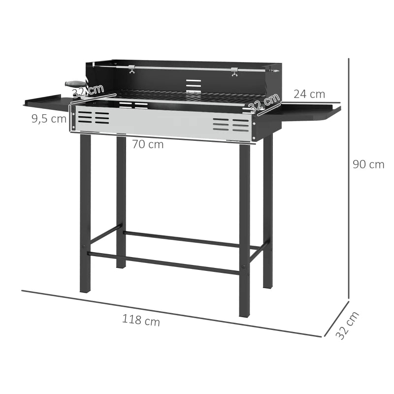 Nancy's Feitos Barbecue - BBQ - Grill - Met Draaispit - Houtskool - Verstelbaar Grillrooster - Staal - Zwart