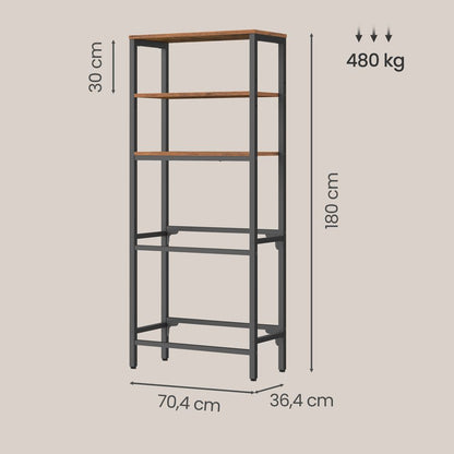 Nancy's Storo Krattenrek - Opbergkast - Stellingkast - Bruin / Zwart - Staal - ± 70 x 35 x 180 cm