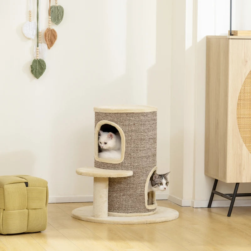 Nancy's Nicotera Krabpaal - Kattenhol - Kattenpaal - Beige / Bruin - Pluche / Sisal - ± 60 x 60 x 60 cm