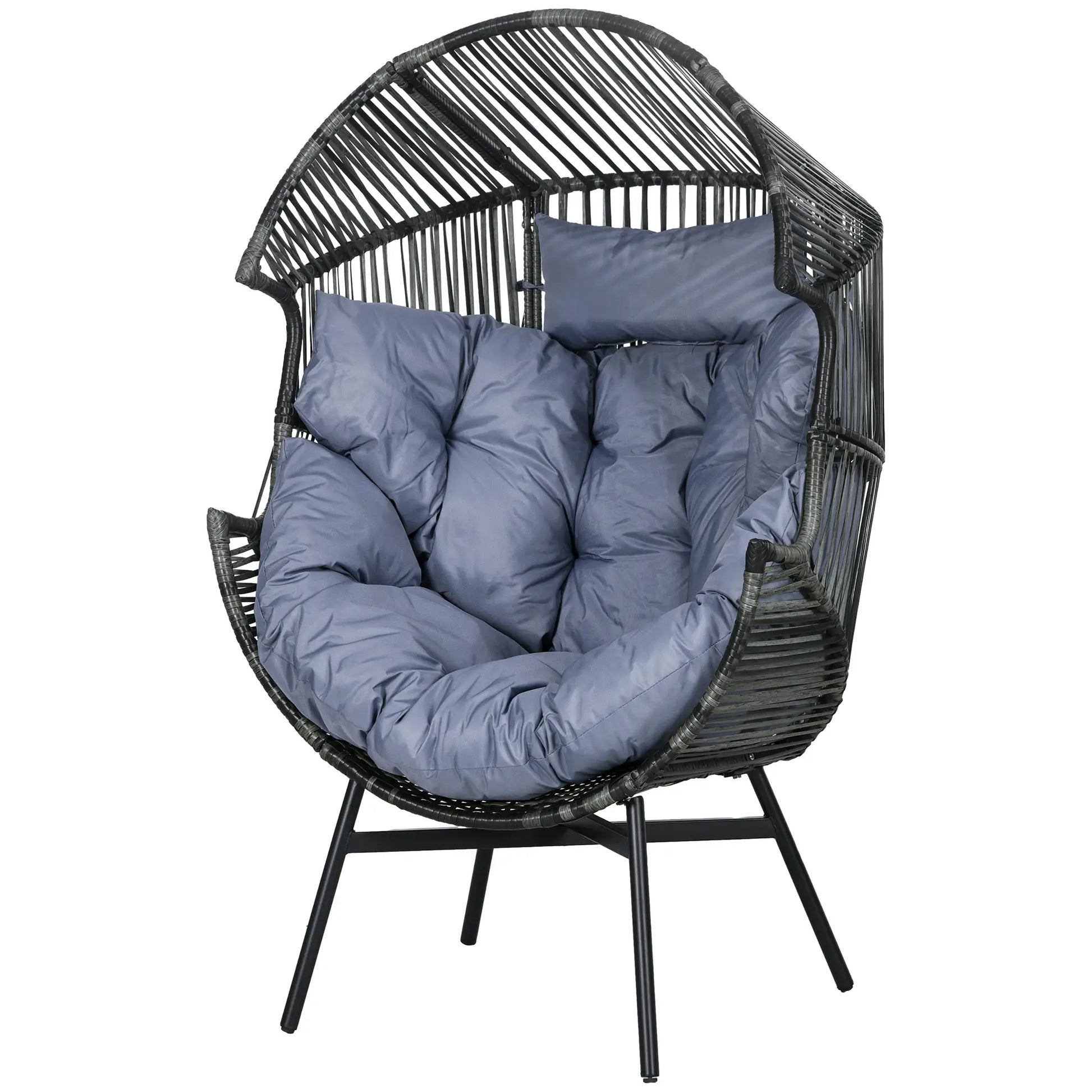 Nancy's Corato Loungestoel - Ei Stoel - Tuinstoel - Grijs / Zwart - Rotan