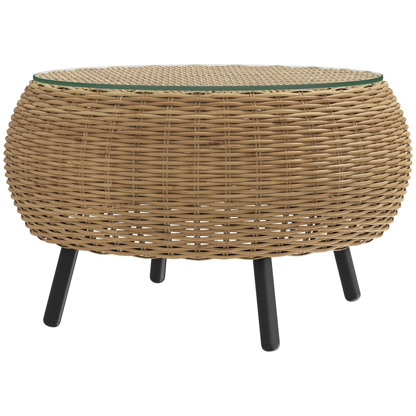Nancy's Cigliano Tuintafel - Terrastafel - Balkontafel - Rotan / Glas - ± Ø 75 x 40 cm