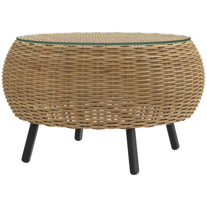 Nancy's Cigliano Tuintafel - Terrastafel - Balkontafel - Rotan / Glas - ± Ø 75 x 40 cm