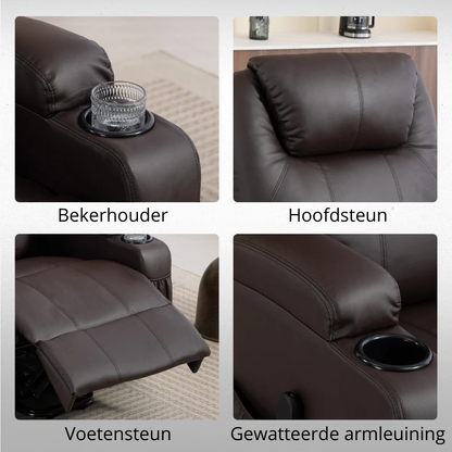 Nancy's Pomezia Sta op Stoel - Seniorenstoel - Relaxfauteuil - Opsta stoel - Donkerbruin - Kunstleer