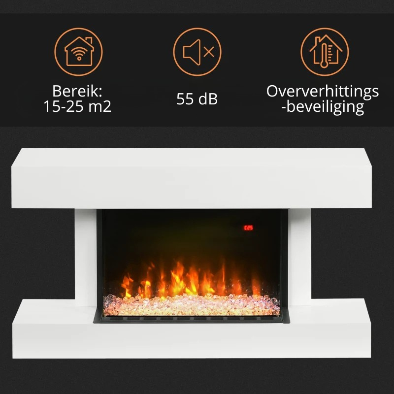 Nancy's Murisengo Elektrische Haard - Moderne LED-Haard - Vlammeneffect - Wit