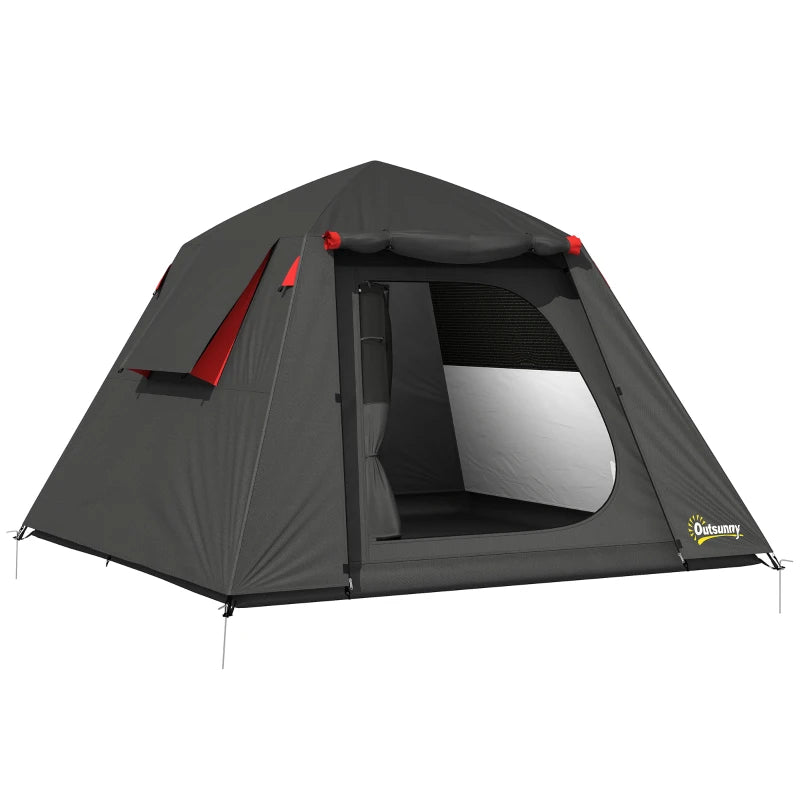 Nancy's Soave Kampeertent - Campingtent - 2-Persoons Koepeltent - Grijs / Rood - 210 x 210 x 150 cm